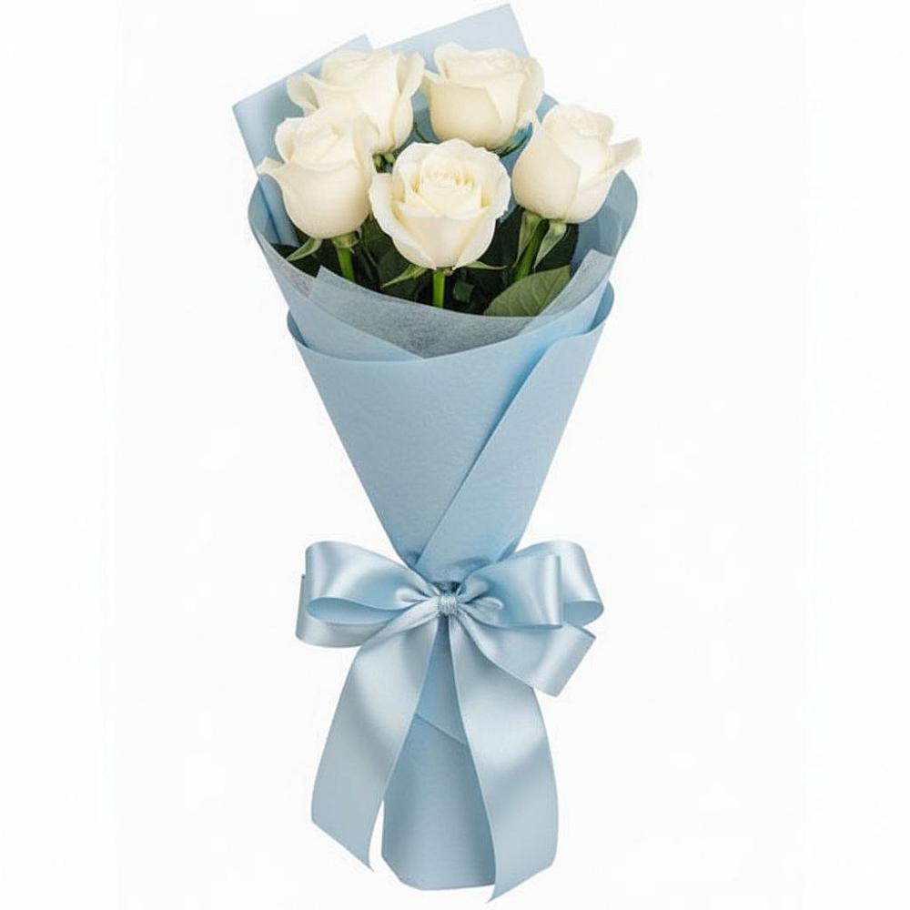Букет 5 Белых роз Проуд в Али-Бердуковском
