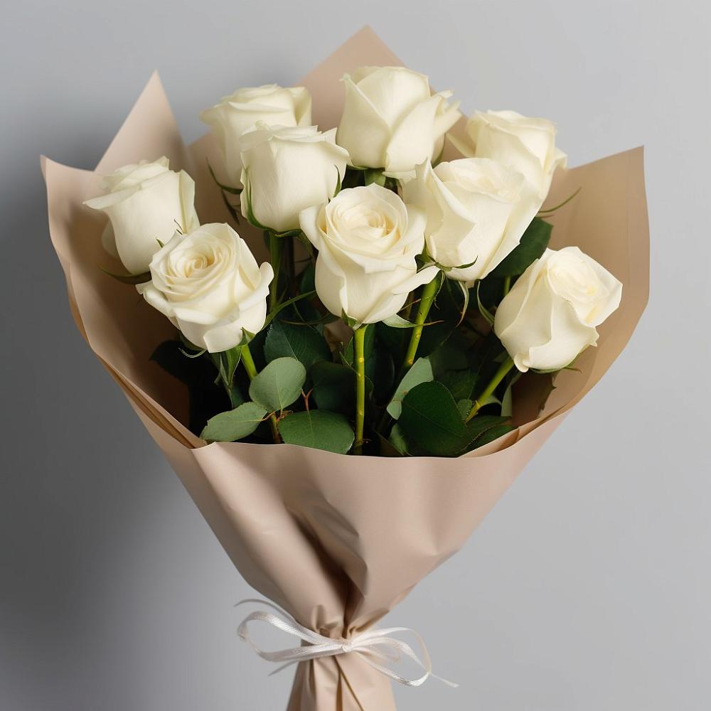 Букет 9 Белых роз Эдлесс Лав в Али-Бердуковском