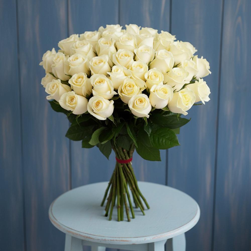 Букет 51 Белая роза Эдлесс Лав в Али-Бердуковском