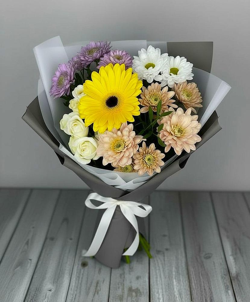 Букет цветов из: Розы, Герберы и Хризантемы в Али-Бердуковском