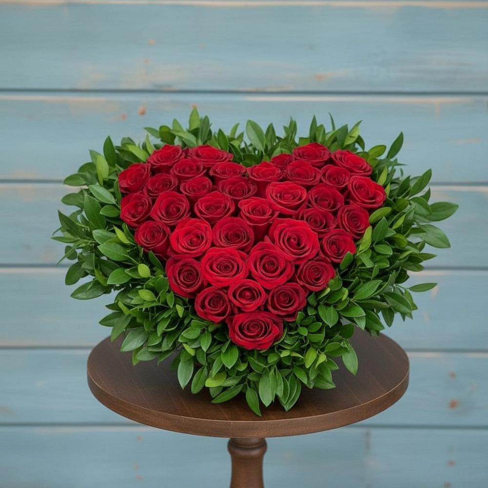 Цветочная композиция из Розы в виде сердца в Али-Бердуковском