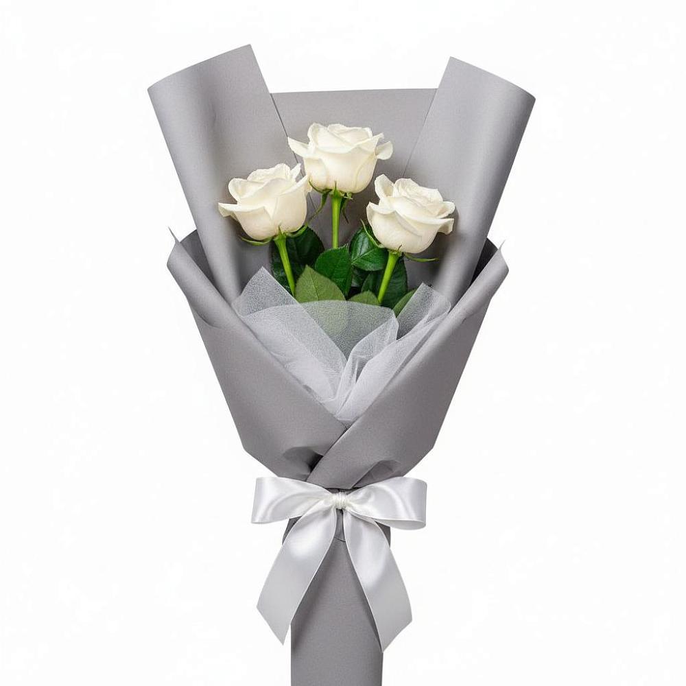 Букет 3 белые розы в Али-Бердуковском