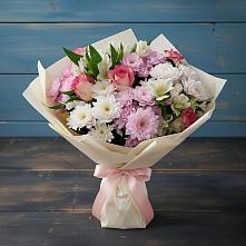 Букет цветов из:  Хризантемы, Альстромерии и Розы в Али-Бердуковском