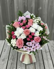 Букет цветов из:  Альстромерии, Гвоздики, Розы и Хризантемы #REPLACE_PRED# Али-Бердуковском