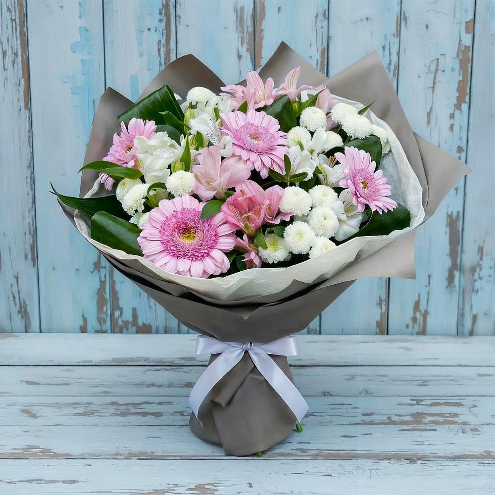 Букет цветов из: Герберы, Альстромерии и Хризантемы в Али-Бердуковском